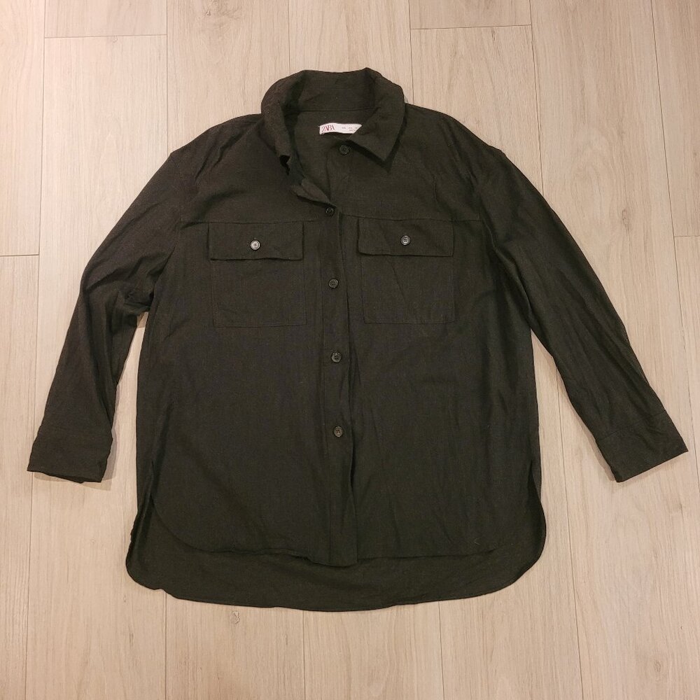 ZARA | Button Up Blouse Long Sleeve Shirt | Sz. L